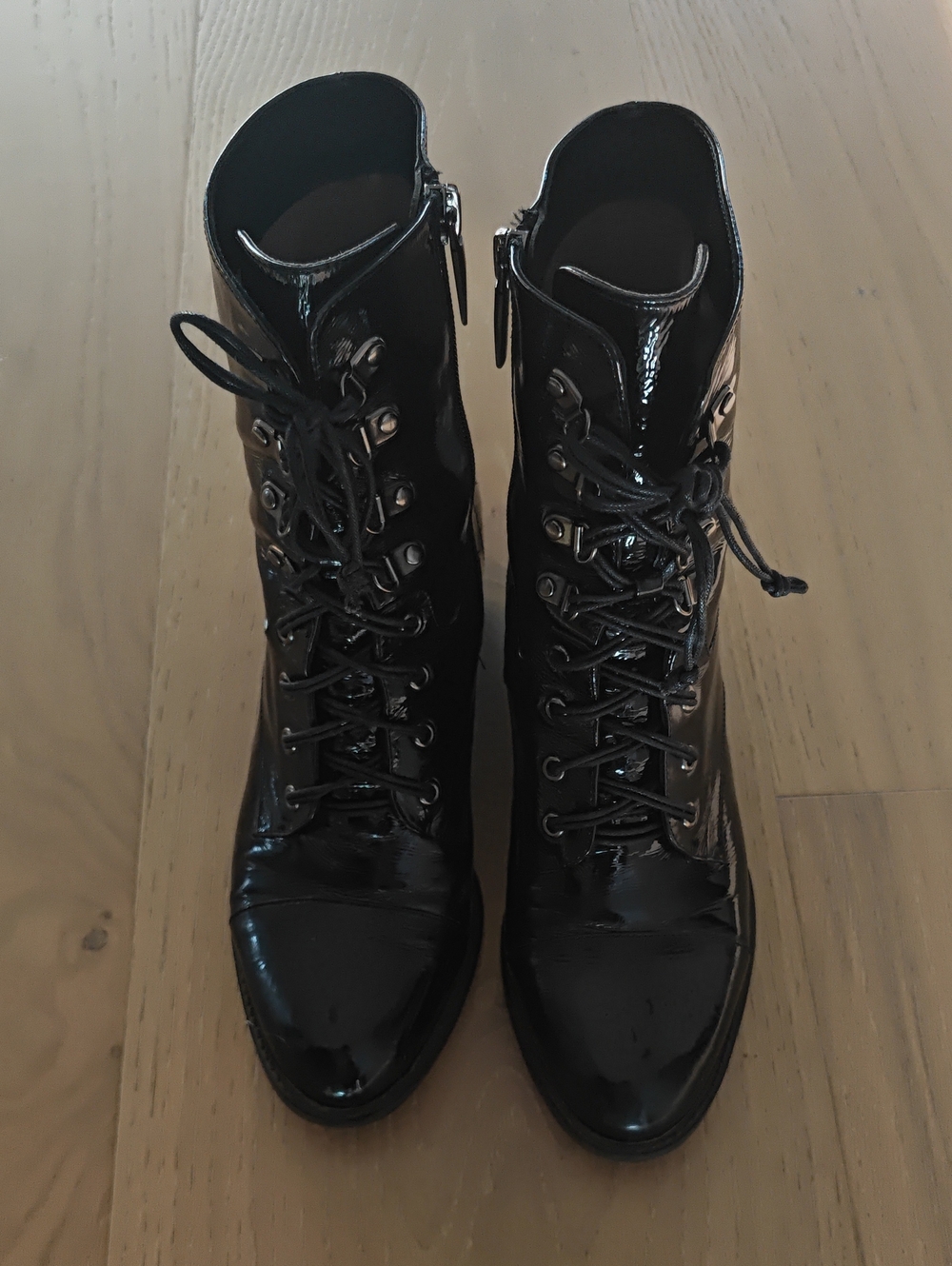 Women's Black Patent side zip Ankle Boots